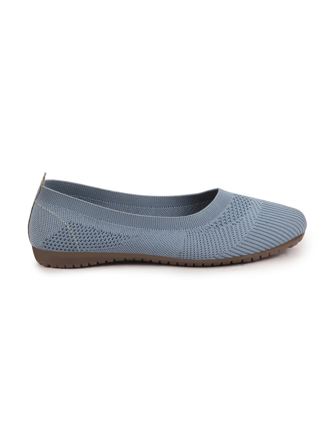 Shop Women Sky Blue Athleisure Active Wear Knitted Soft Fabric Slip On Flat Ballerina Shoes For Walking Online.
