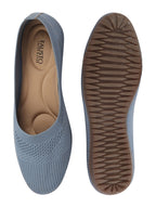 Shop Women Sky Blue Athleisure Active Wear Knitted Soft Fabric Slip On Flat Ballerina Shoes For Walking Online.