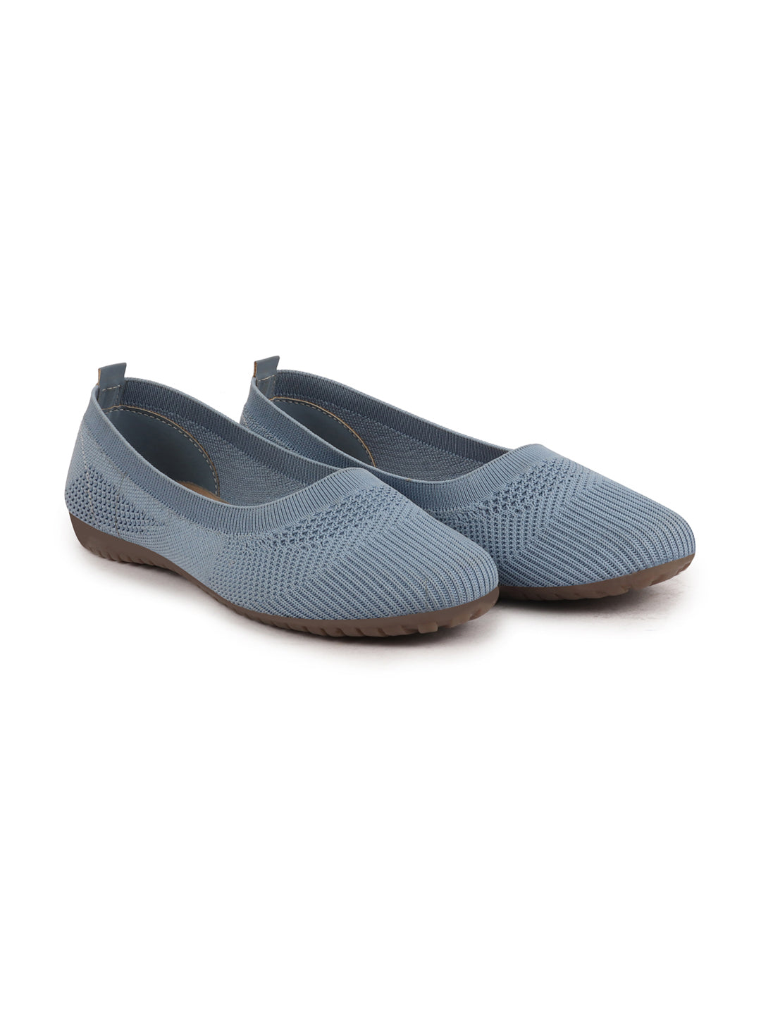 Shop Women Sky Blue Athleisure Active Wear Knitted Soft Fabric Slip On Flat Ballerina Shoes For Walking Online.