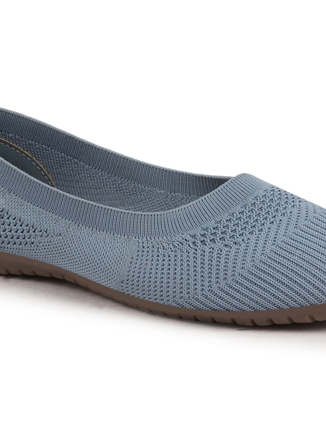 Shop Women Sky Blue Athleisure Active Wear Knitted Soft Fabric Slip On Flat Ballerina Shoes For Walking Online.