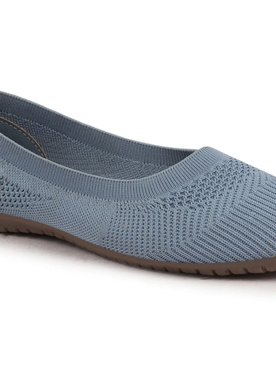 Shop Women's Sky Blue Fabric Flat Ballerina Shoes Online