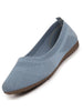 Women Sky Blue Athleisure Active Wear Knitted Soft Fabric Slip On Flat Ballerina Shoes For Walking