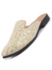 Men Cream Glittering Gold Highlights Embroidered Velvet Slip On Shoe|Traditional Ethnic Juttis for Wedding|Back Open Mules for Festive
