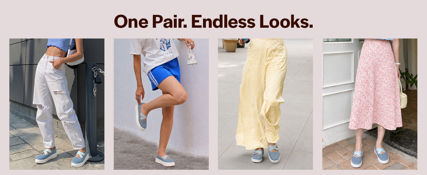 Women Navy Elastic Closure Cross Strap Denim Slip On Height Enhancer Ballet Styled Shoes