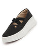Women Black Elastic Closure Cross Strap Denim Slip On Height Enhancer Ballet Styled Shoes