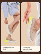 shop women beige elastic closure cross strap denim slip on height enhancer ballet styled shoes online.