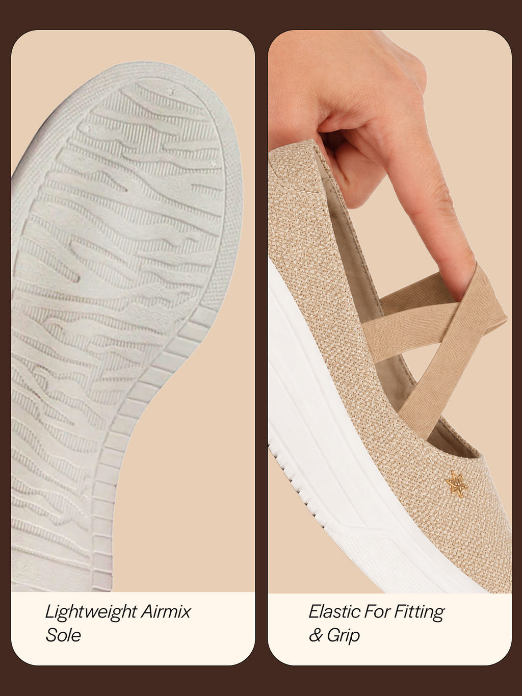 shop women beige elastic closure cross strap denim slip on height enhancer ballet styled shoes online.