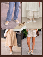 shop women beige elastic closure cross strap denim slip on height enhancer ballet styled shoes online.