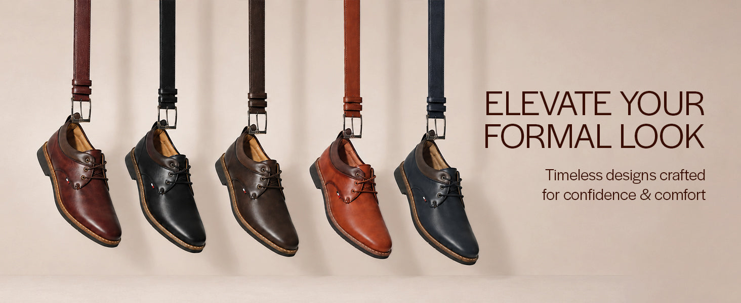 Men Brown Formal Oxford Lace Up Derby Shoes with TPR Welted Sole