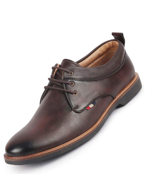 men brown formal lace up oxford shoes with tpr welted sole