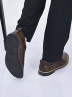 men brown formal lace up oxford shoes with tpr welted sole