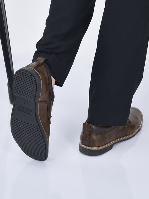 men brown formal lace up oxford shoes with tpr welted sole