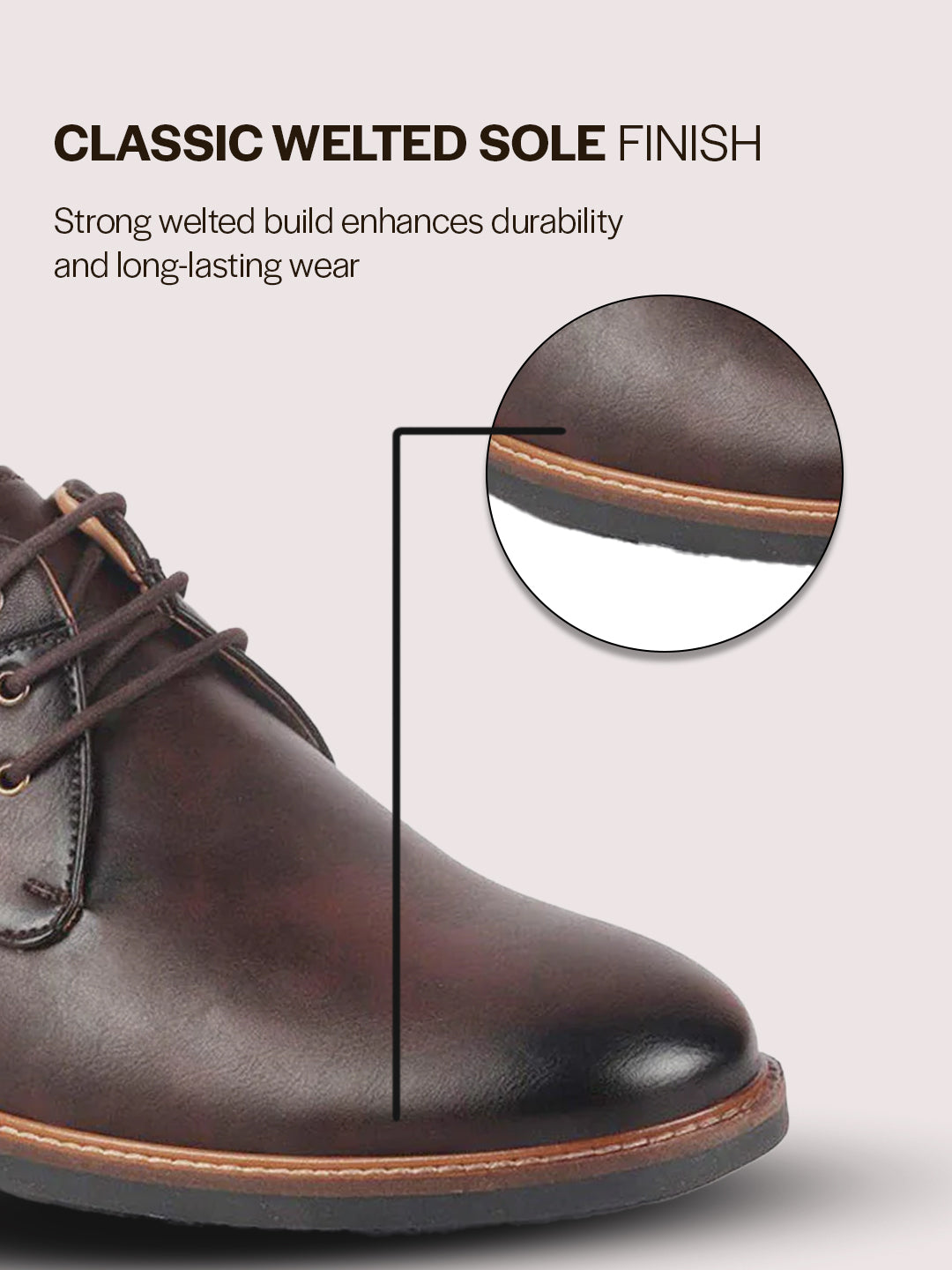 Shop Lace Up Formal Oxford Shoes For Men With TPR Welted Sole