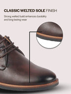 men brown formal lace up oxford shoes with tpr welted sole