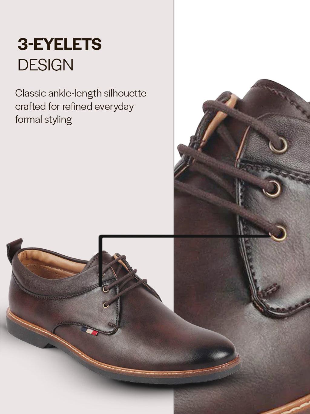 men brown formal lace up oxford shoes with tpr welted sole