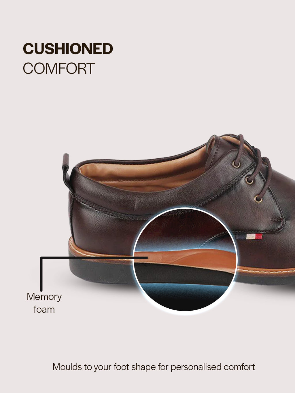 men brown formal lace up oxford shoes with tpr welted sole