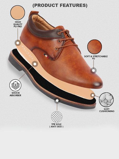 men camel formal lace up oxford shoes with tpr welted sole