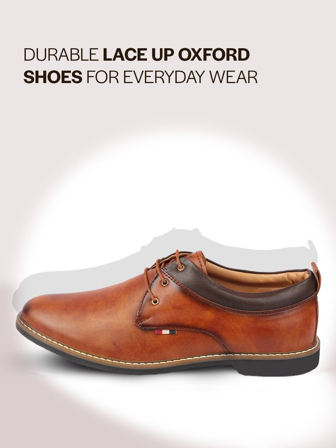 men camel formal lace up oxford shoes with tpr welted sole