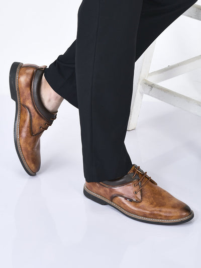 men camel formal lace up oxford shoes with tpr welted sole