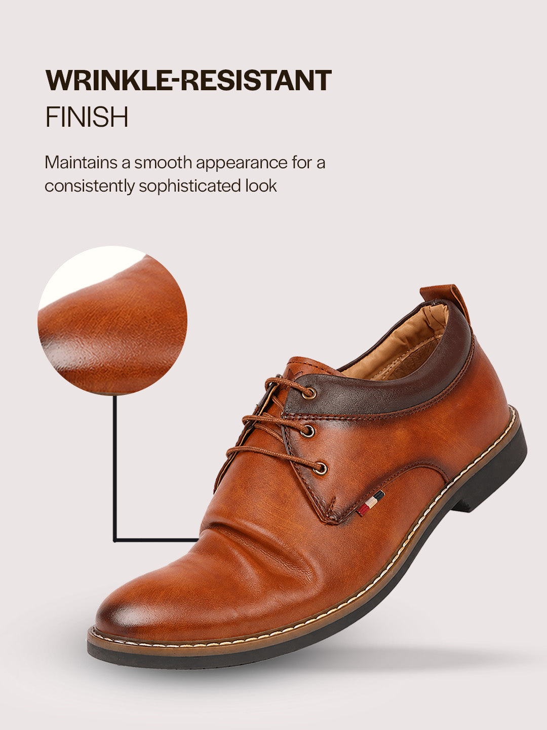 men camel formal lace up oxford shoes with tpr welted sole