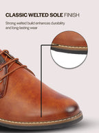 men camel formal lace up oxford shoes with tpr welted sole