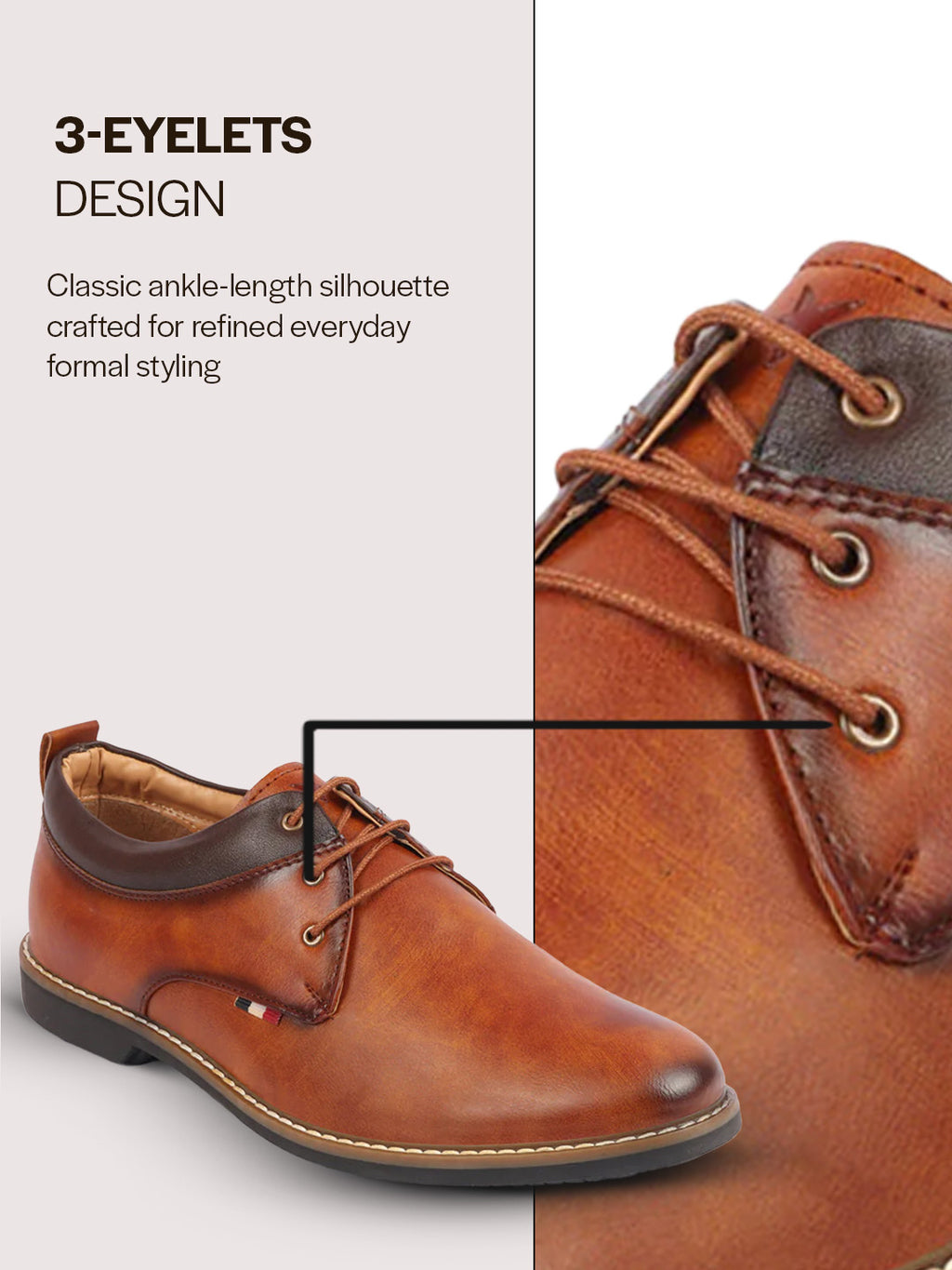 men camel formal lace up oxford shoes with tpr welted sole