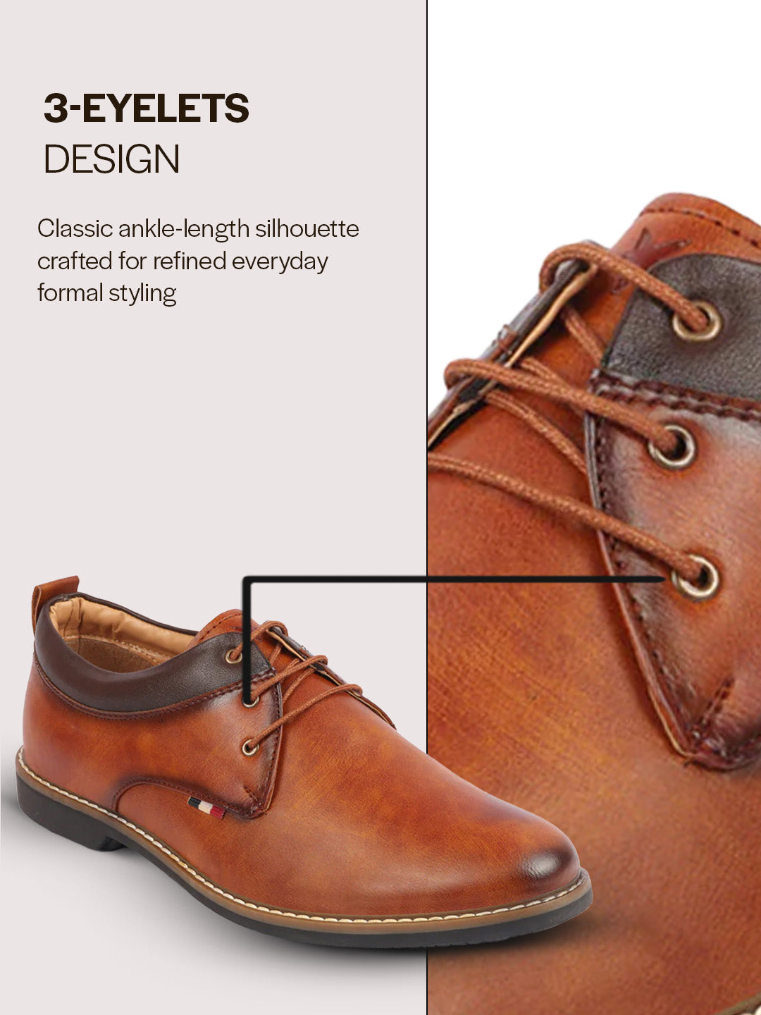 men camel formal lace up oxford shoes with tpr welted sole