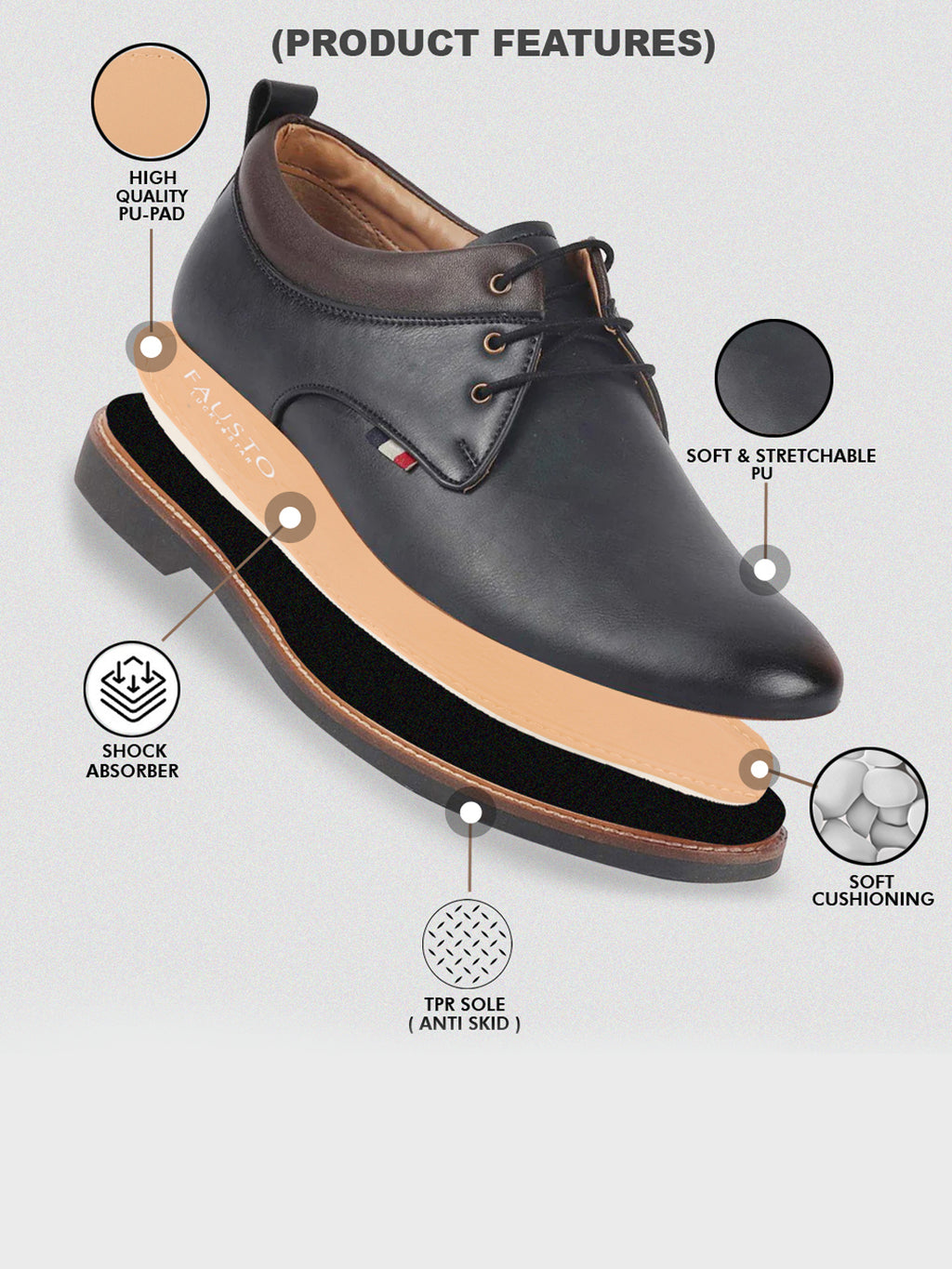 men navy blue formal lace up oxford shoes with tpr welted sole