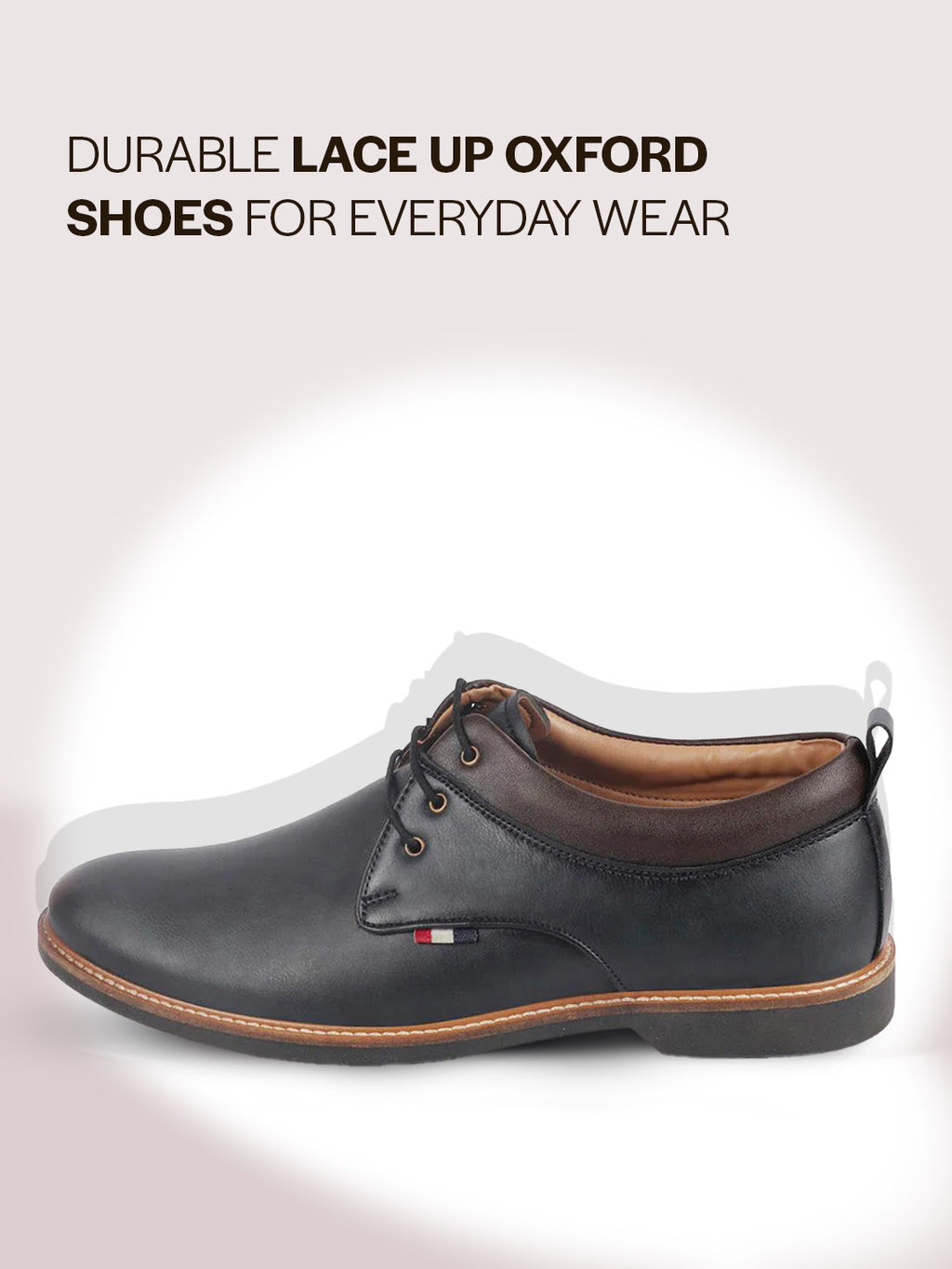 men navy blue formal lace up oxford shoes with tpr welted sole