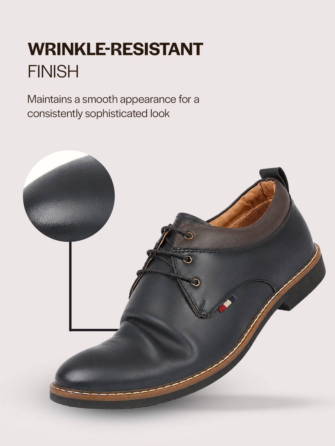 men navy blue formal lace up oxford shoes with tpr welted sole