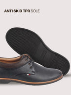 men navy blue formal lace up oxford shoes with tpr welted sole