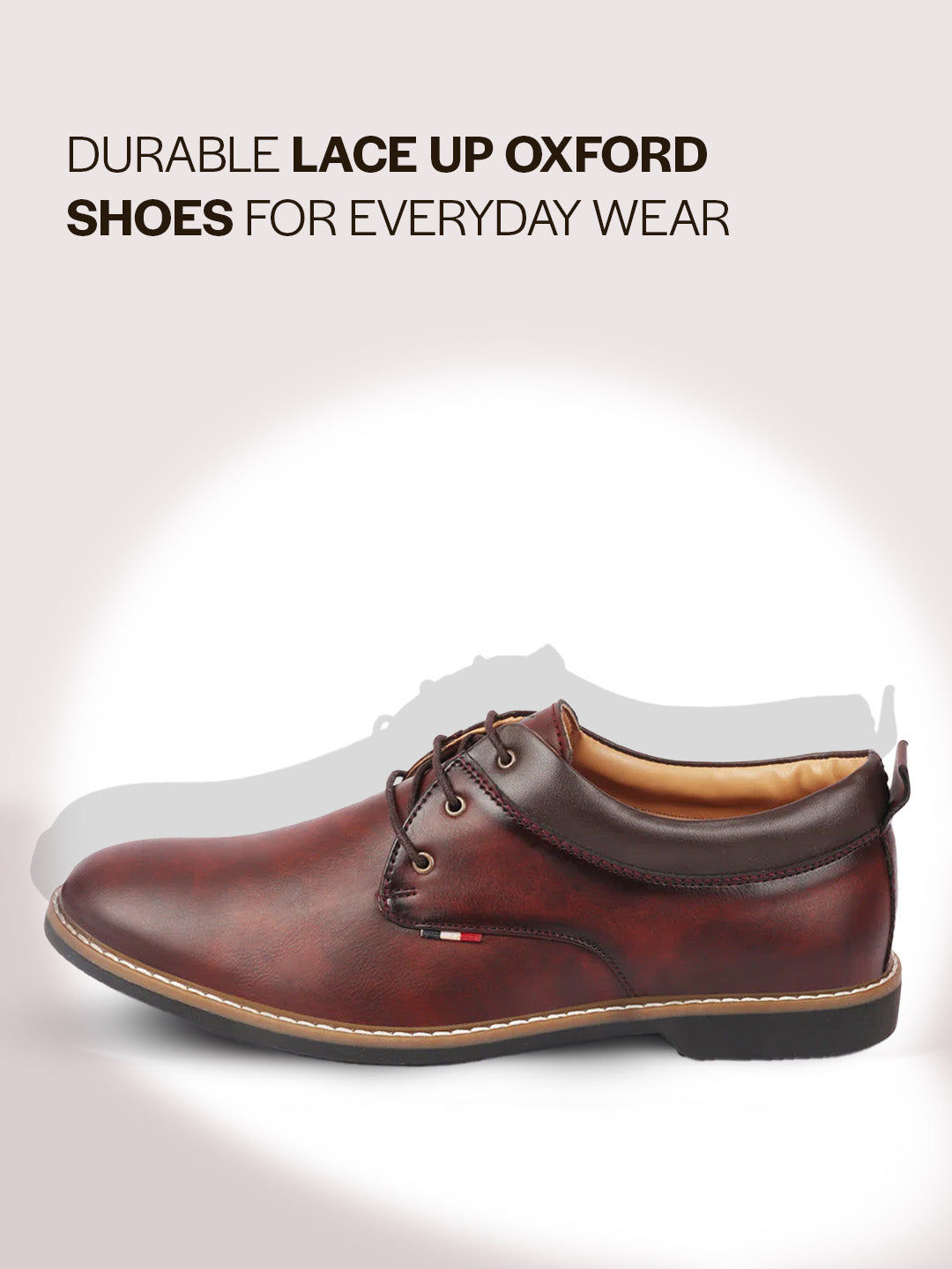 men tan formal lace up oxford shoes with tpr welted sole