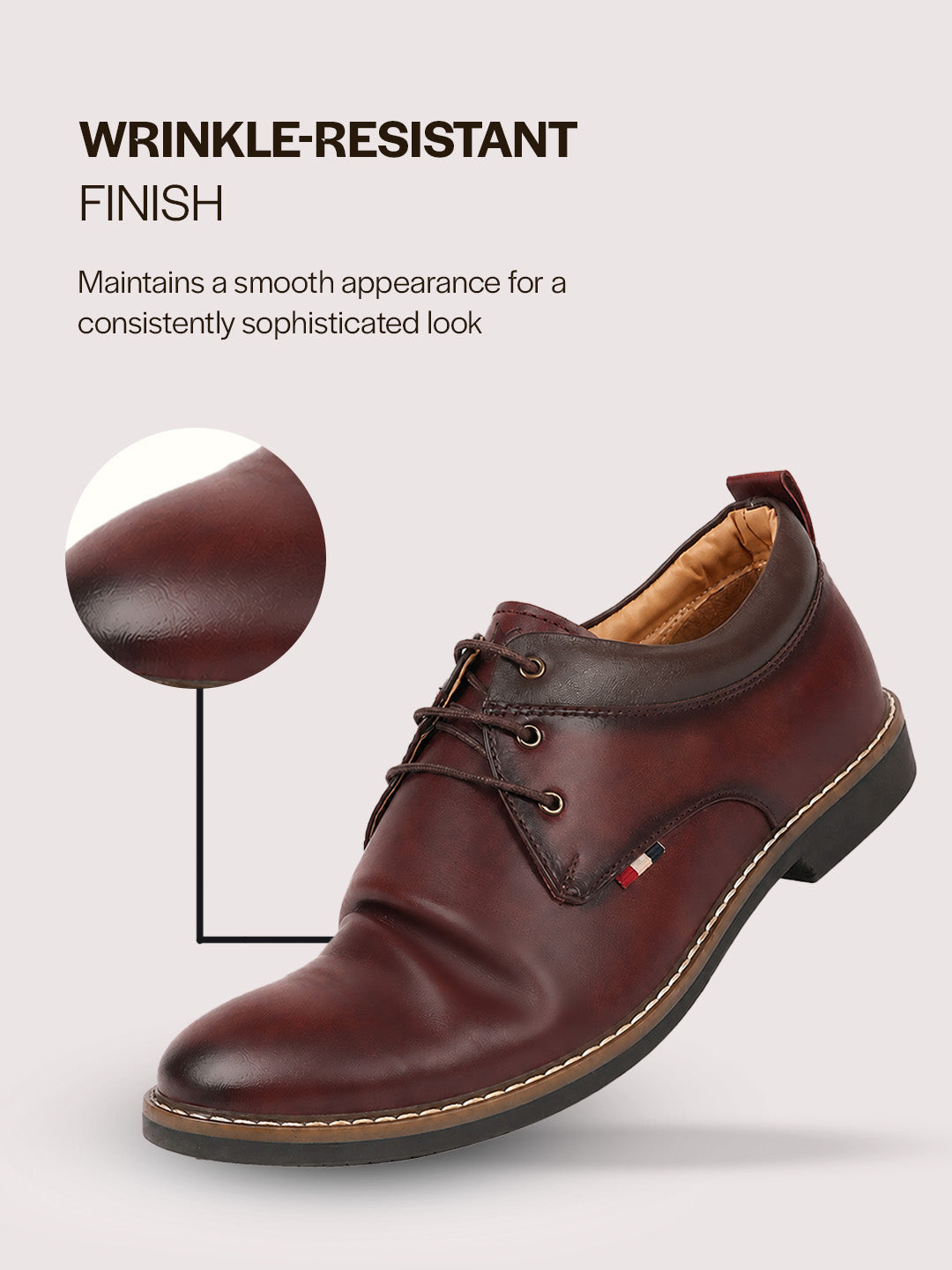 men tan formal lace up oxford shoes with tpr welted sole
