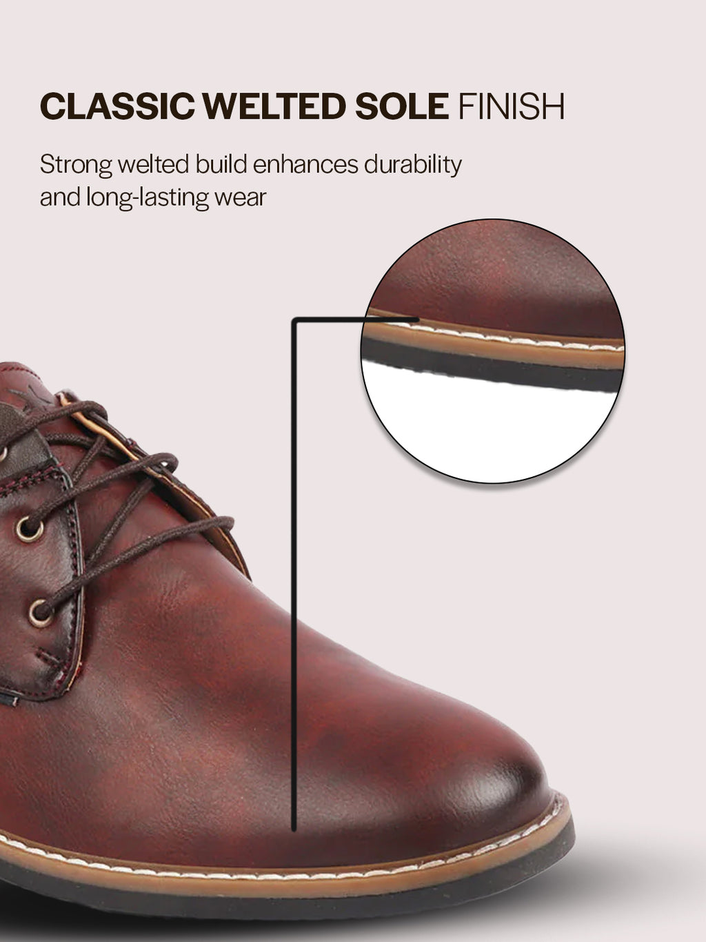 men tan formal lace up oxford shoes with tpr welted sole