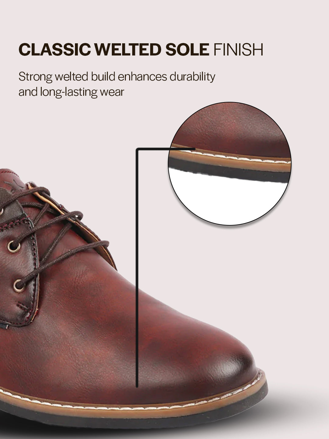 men tan formal lace up oxford shoes with tpr welted sole