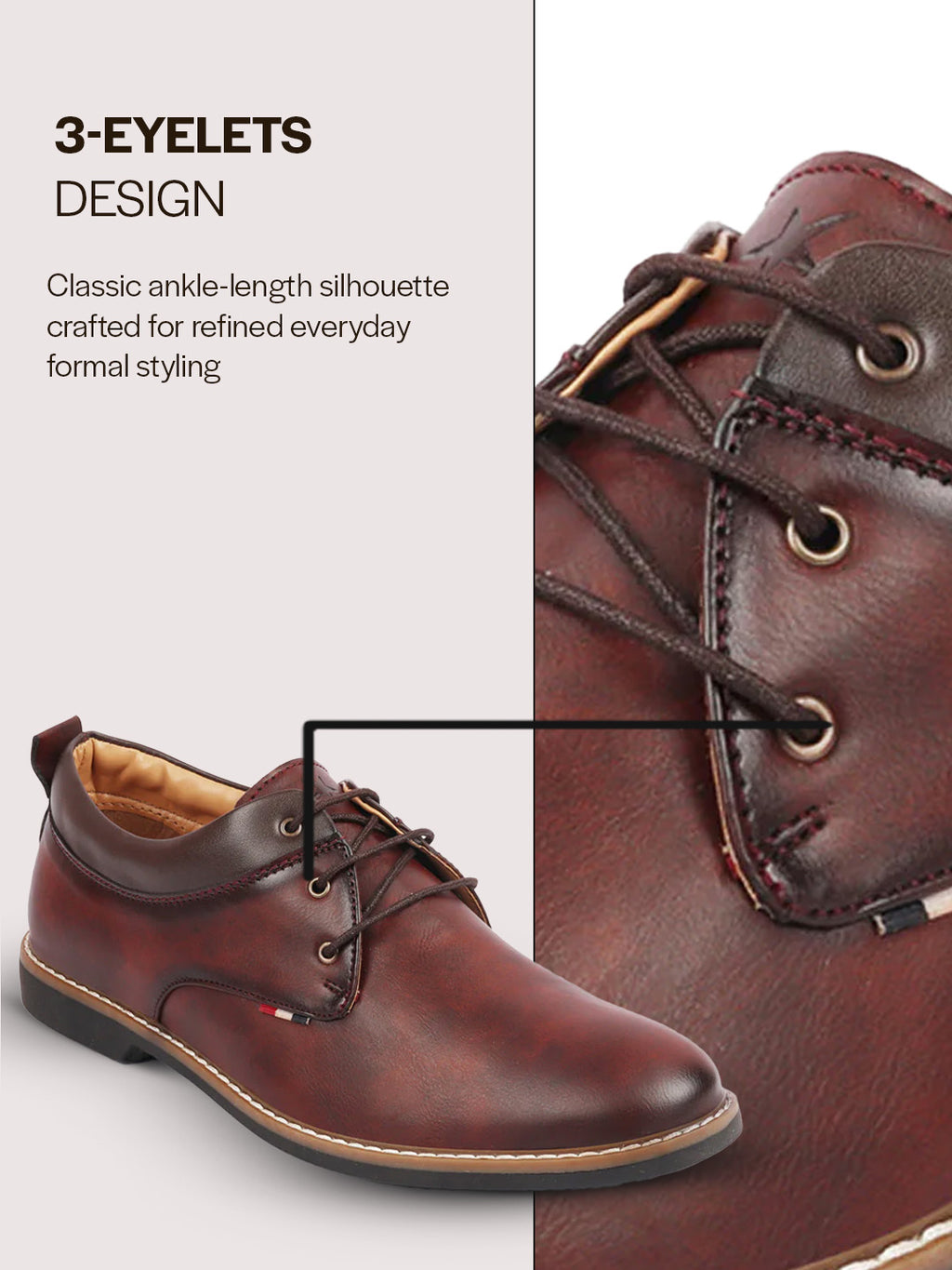 men tan formal lace up oxford shoes with tpr welted sole