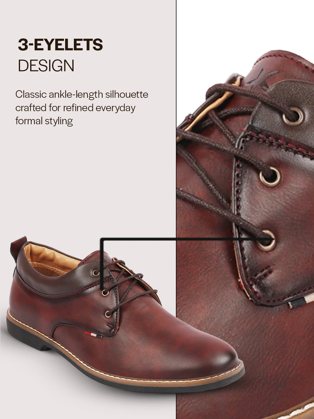 men tan formal lace up oxford shoes with tpr welted sole