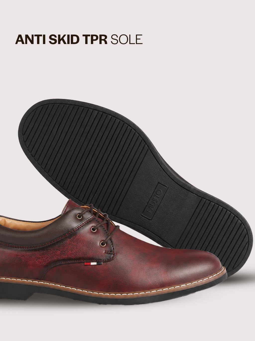 men tan formal lace up oxford shoes with tpr welted sole
