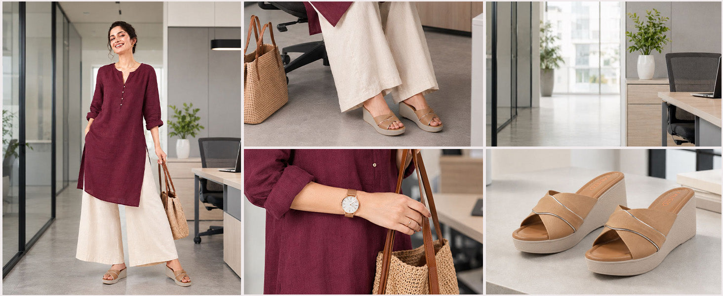 Women Grey Silver Lining Open Toe Cross Strap Wedge Slip On Sandal With Cushioned Footbed|Sandal For Party|Festive|Wedding