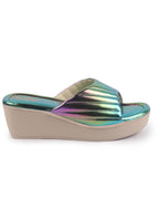 Shop FAUSTO Women Multi Glossy Open Toe Back Open Platform Slip On Sandal With Cushioned Footbed|Sandal For Broad Feet|Festive|Wedding Online.