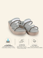Shop Women Grey Embellished Double Strap Slip On Wedge Sandal For Wedding|Party Online.