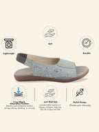 fausto women grey shiny textured elastic back strap peep toe flat sandal with cushioned footbed|party|dress|ethnic