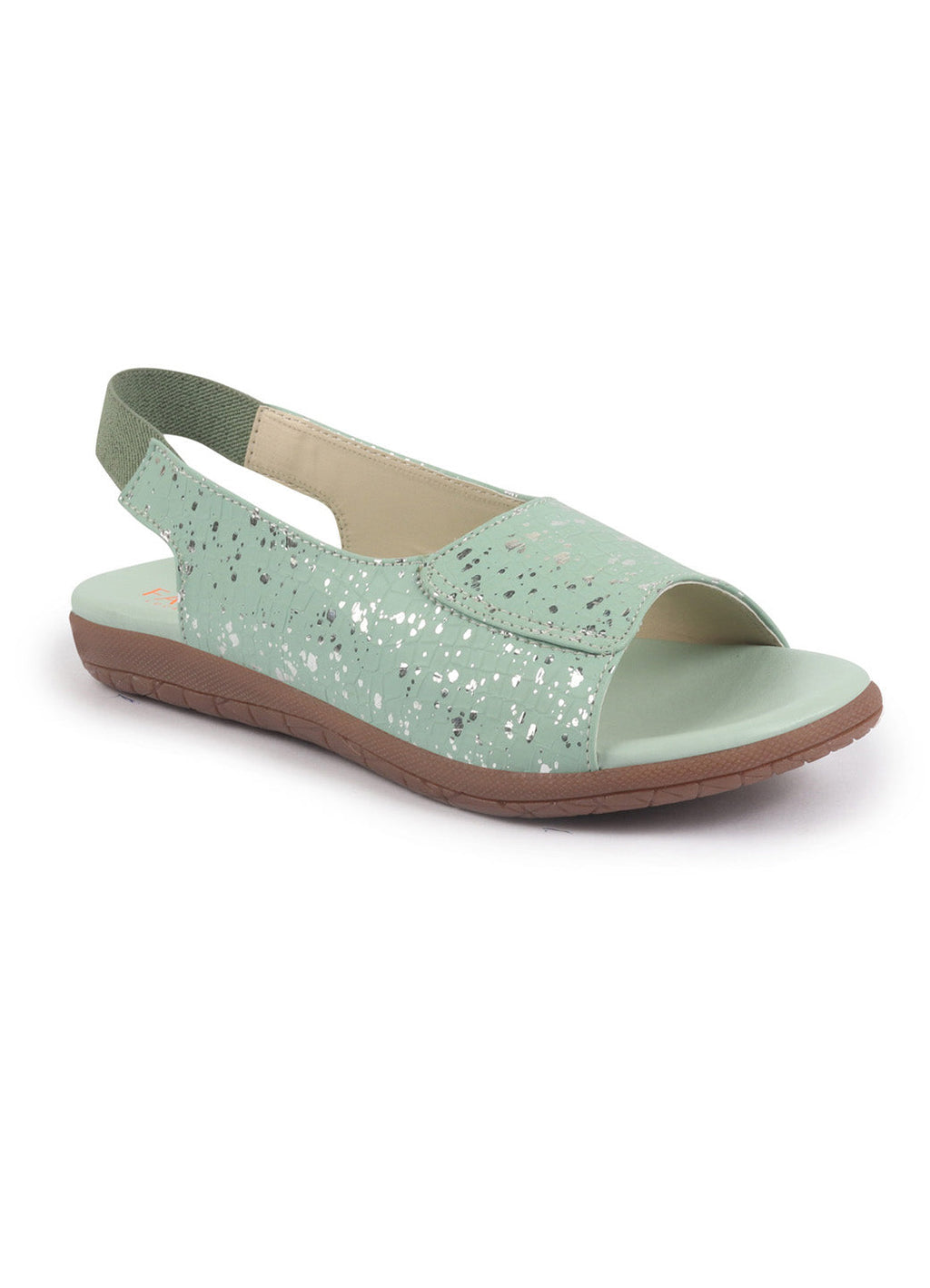 Shop FAUSTO Women Pista Shiny Textured Elastic Back Strap Peep Toe Flat Sandal With Cushioned Footbed|Party|Dress|Ethnic Online.