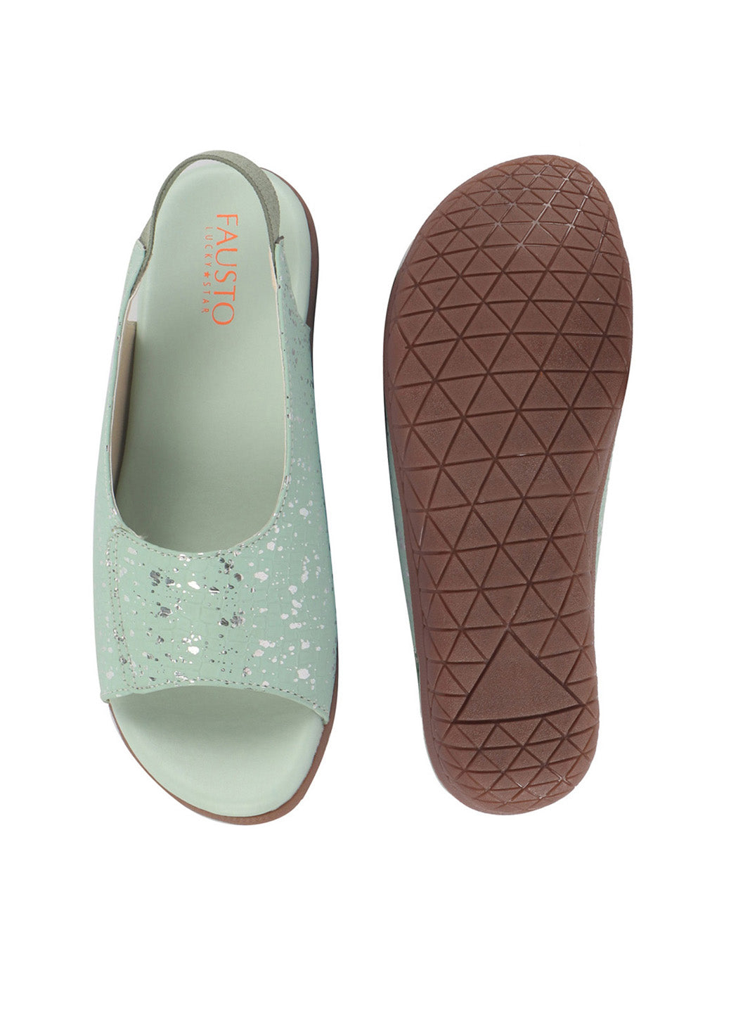 Shop FAUSTO Women Pista Shiny Textured Elastic Back Strap Peep Toe Flat Sandal With Cushioned Footbed|Party|Dress|Ethnic Online.