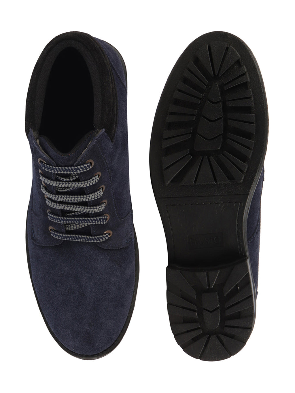 Shop Men Blue Suede Leather Chukka High Ankle Boot For Biking