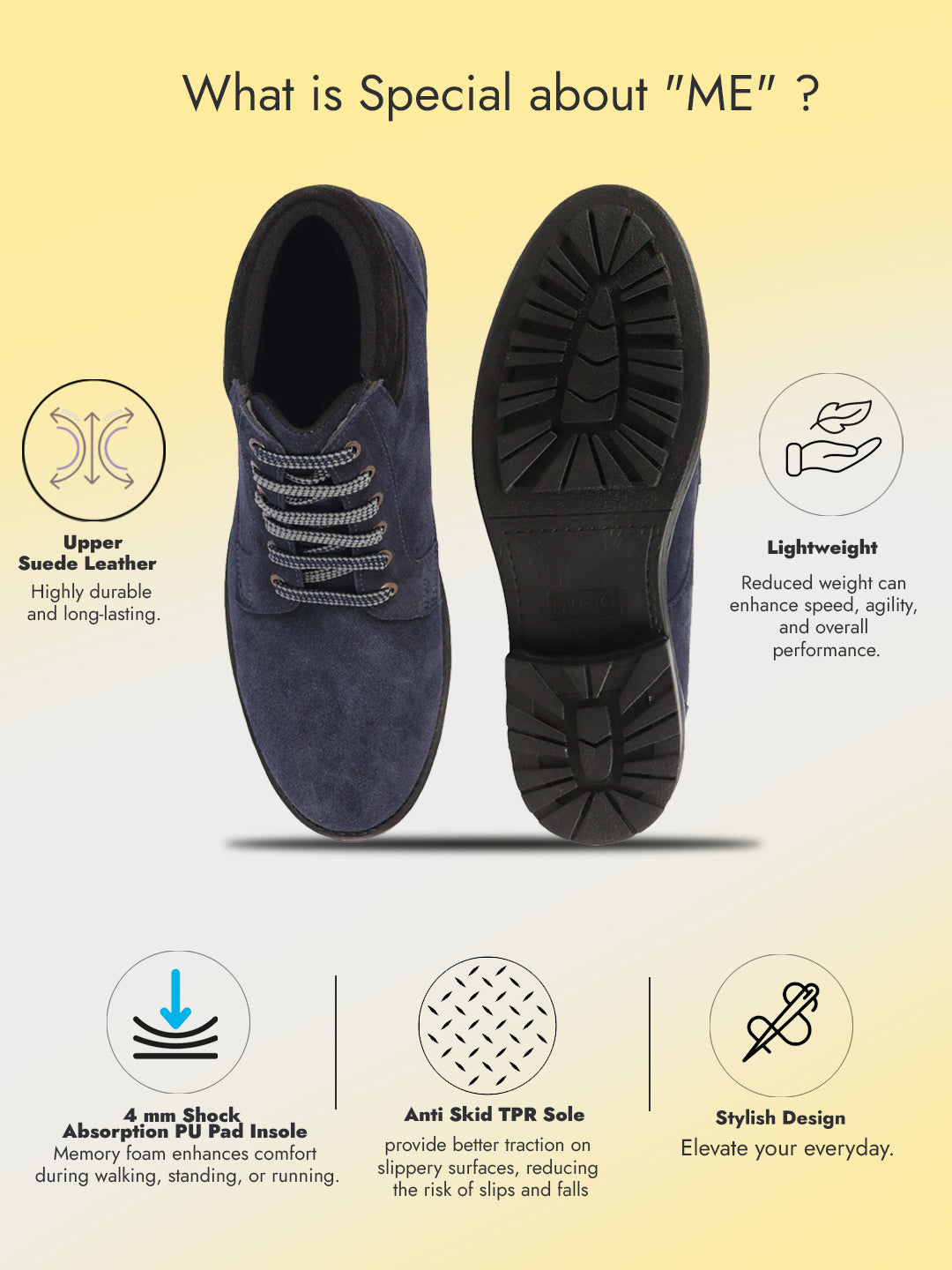 Shop Men Blue Suede Leather Chukka High Ankle Boot For Biking