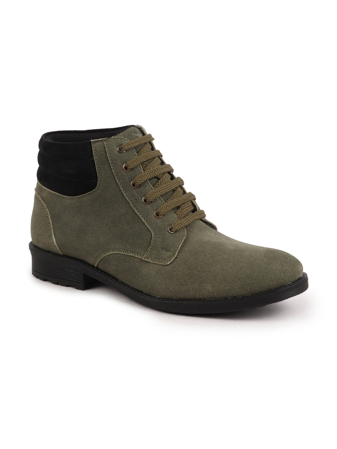 Shop Men Olive Suede Leather Chukka High Ankle Boot For Biking