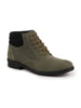 Men Olive Suede Leather Chukka High Ankle Boot For Biking|Hiking|Trekking