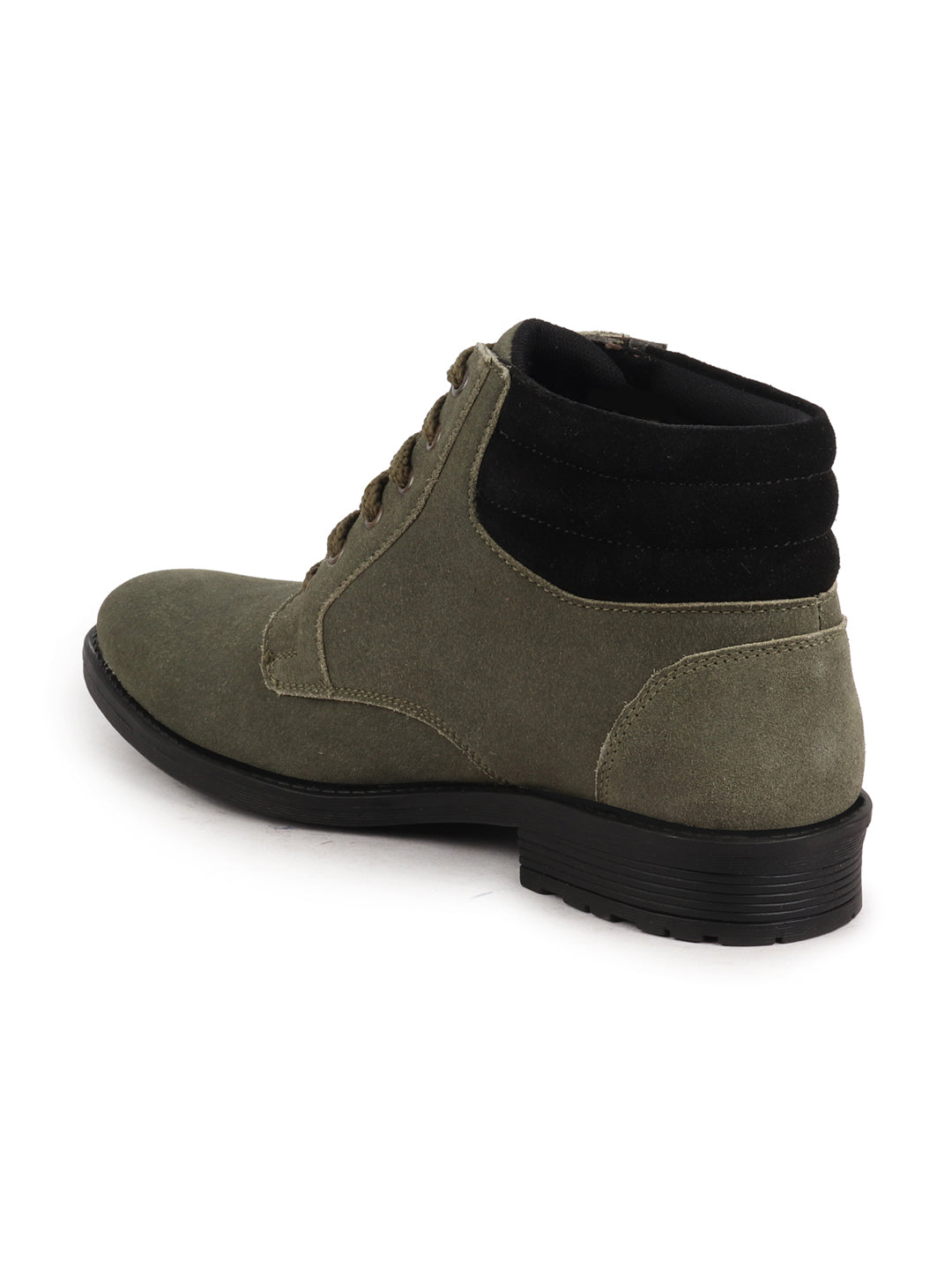Shop Men Olive Suede Leather Chukka High Ankle Boot For Biking