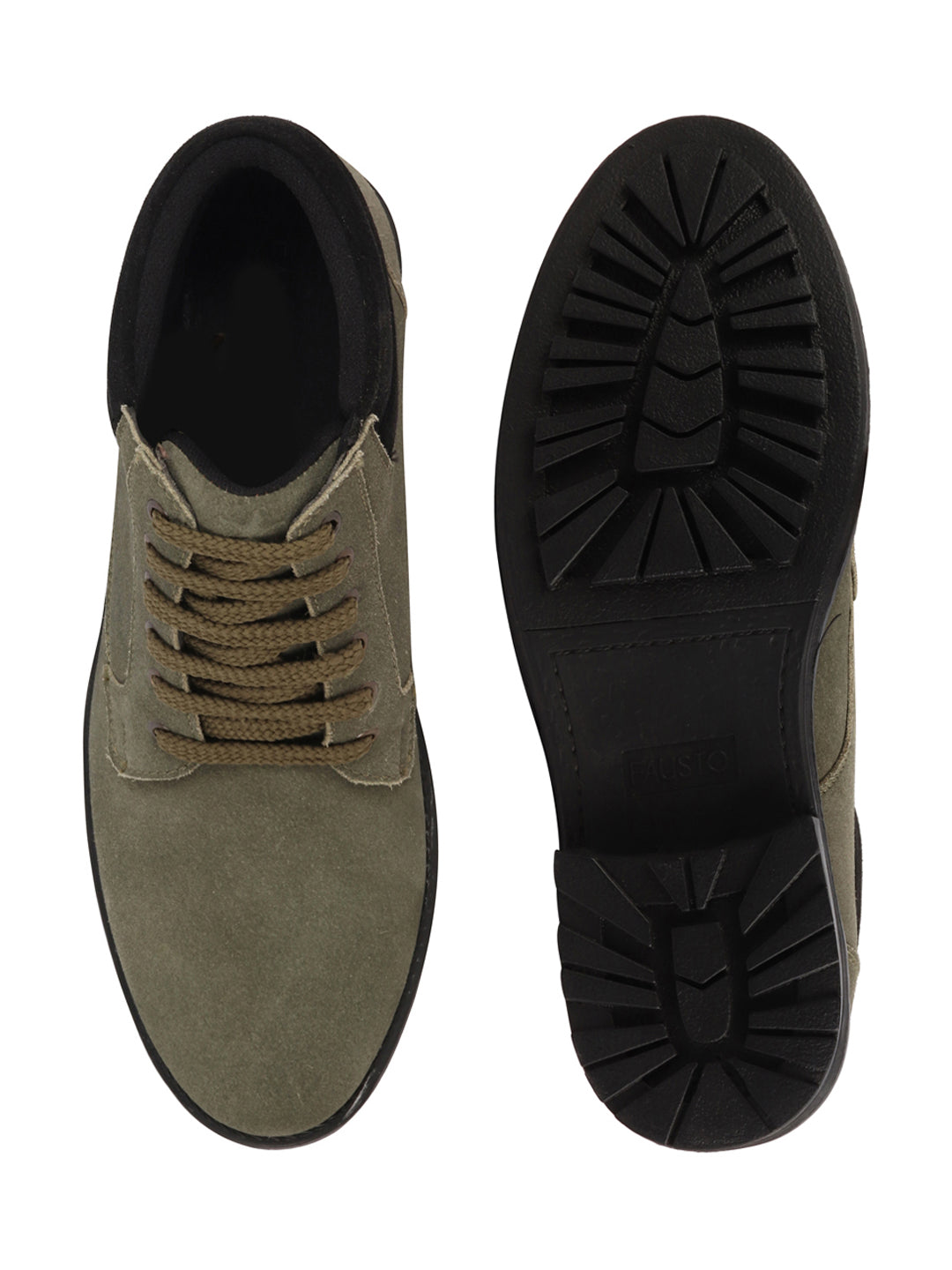 Shop Men Olive Suede Leather Chukka High Ankle Boot For Biking